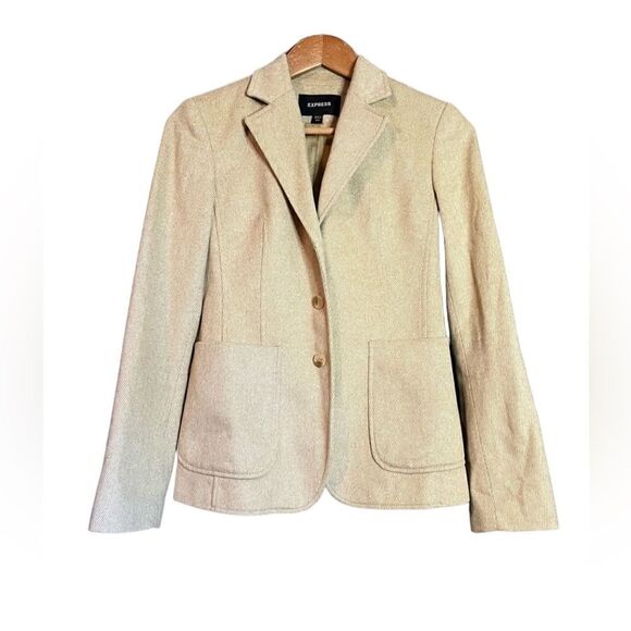 Express beige wool & cashmere blend blazer - Picture 1 of 15